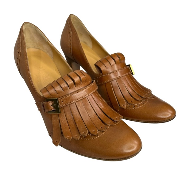 MaxMara Brown Leather Tassel Loafer Oxford Heel Vintage 36 1/2 - Picture 3 of 8